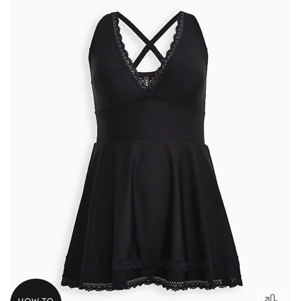 Torrid WIRELESS MID LACE TRIMMED SWIM DRESS WITH BRIEF